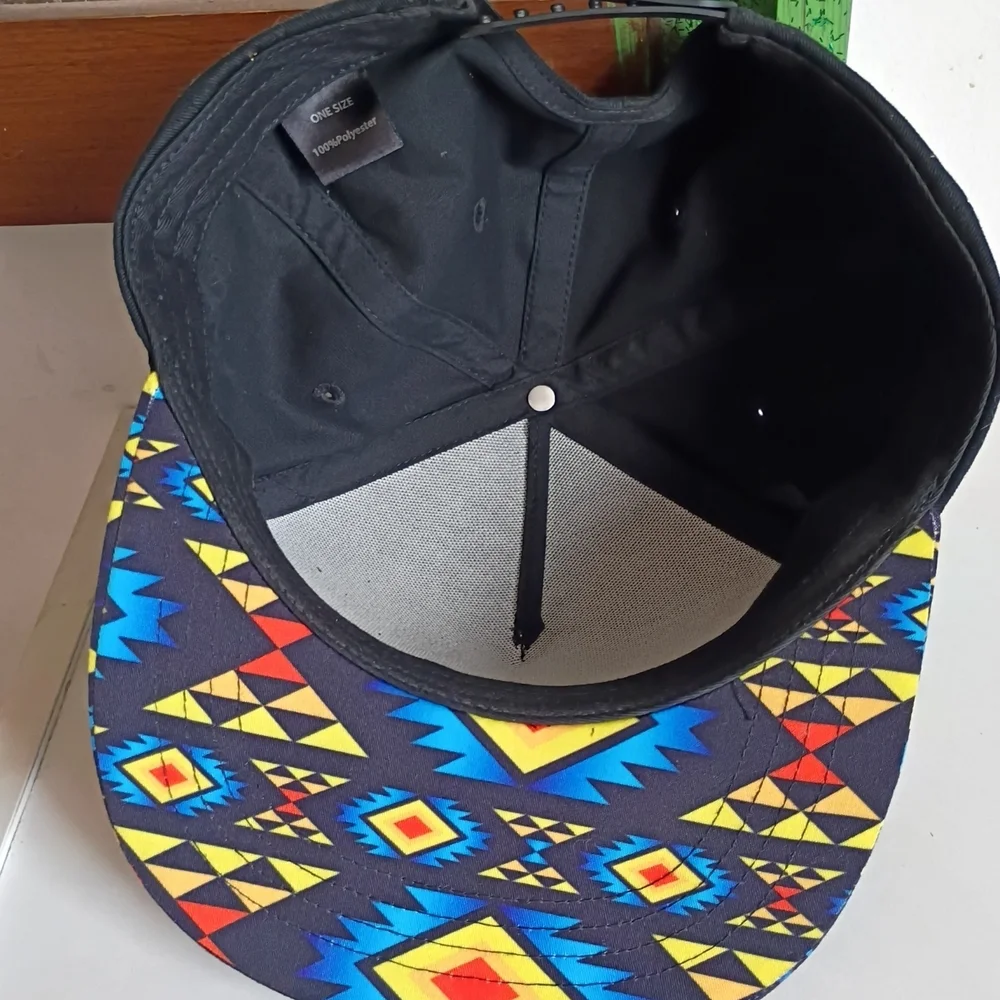 Black and Multicolor Graphic Snapback Hat - Picture 2 of 2